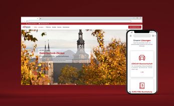 Mockup der Webseite „Datentechnik Zänker“, Desktop-/Smartphone-Ansicht